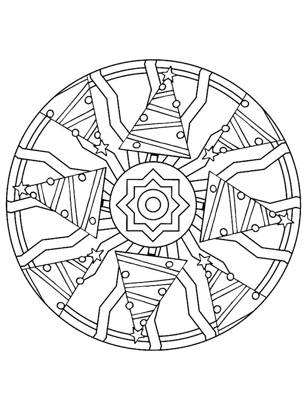 Kids-n-fun.com | Coloring page Mandala Christmas Mandala Christmas
